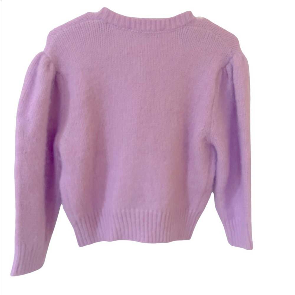 Zara Lavender Puff-Sleeve Pearl Button Cardigan - Picture 3 of 3